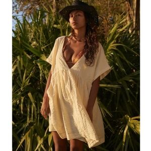 Urban Outfitters Serendipity Linen Butter Yellow Babydoll Boho Dress Size M